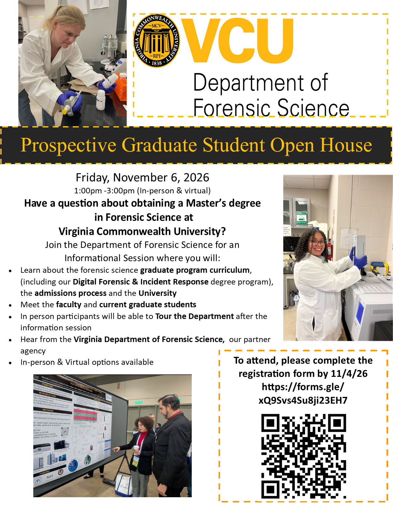 Open House Flyer for Forensic Science Department