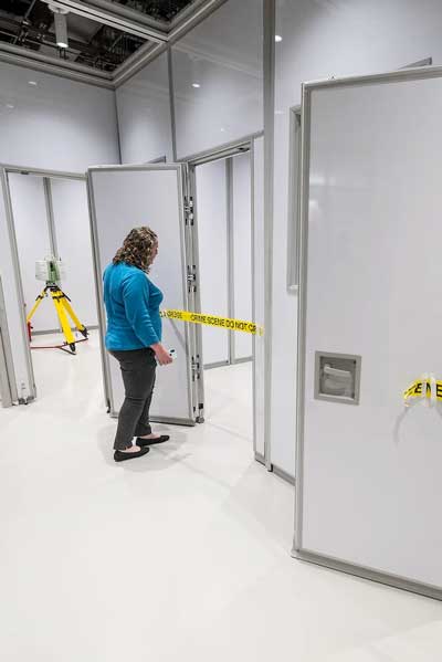 crime scene recreation room in the college of humanities and sciences stem building at v.c.u.