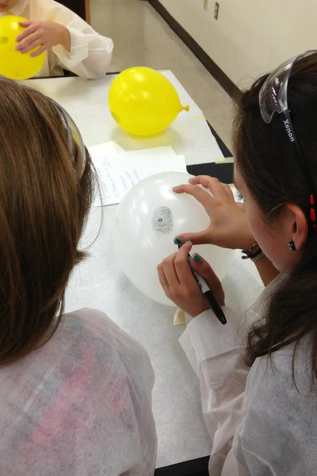 Two forensic scientists work in a lab
