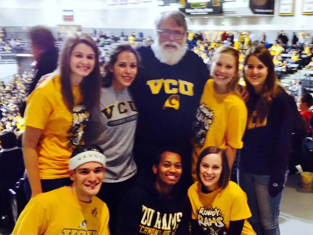 A group of people wearing VCU t-shirts at a sporting event