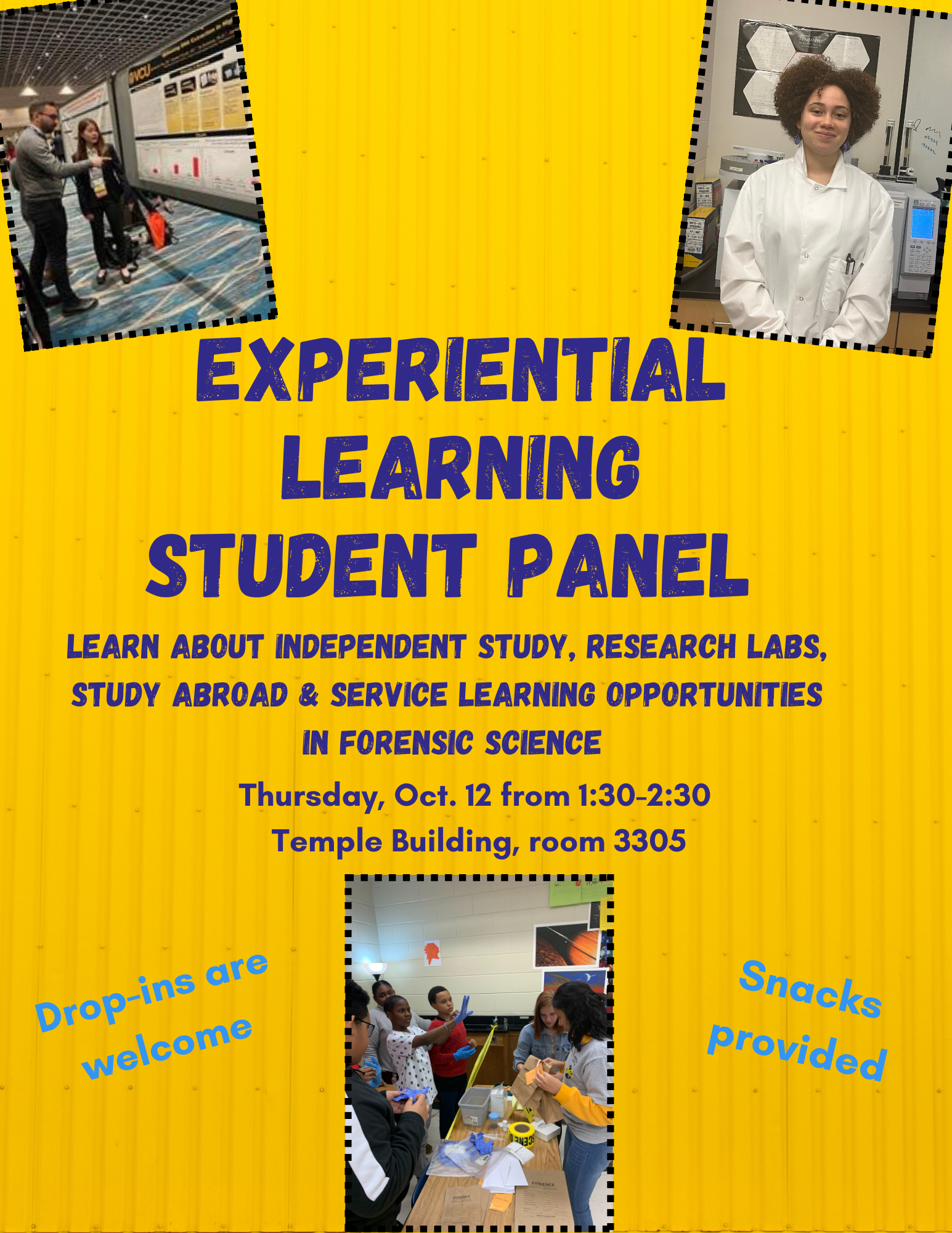 Flyer about Experiential Learning panel